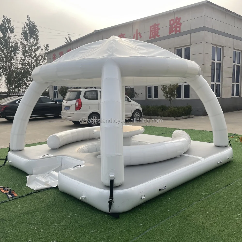 

Floating Mobile Bar Inflatable Platform Tent Beverage Pool Equipment at Sea