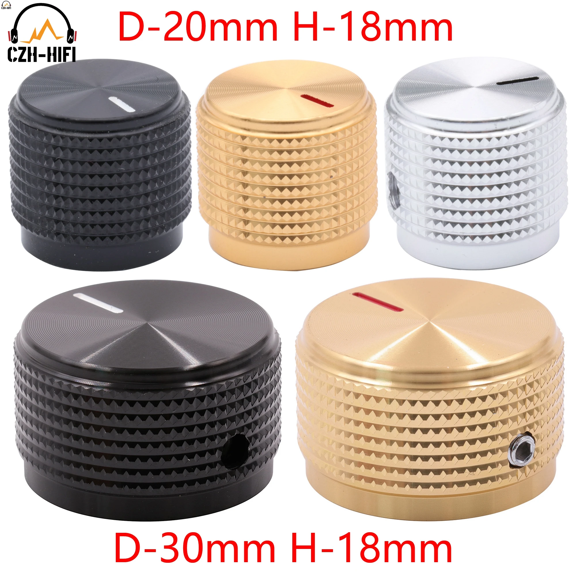 1szt 20mm 30mm Obrabiane CNC Solidne aluminiowe pokrętło wskaźnika Przycisk do wzmacniacza DAC Gramofon Radio Odtwarzacz CD Potencjometr Głośność