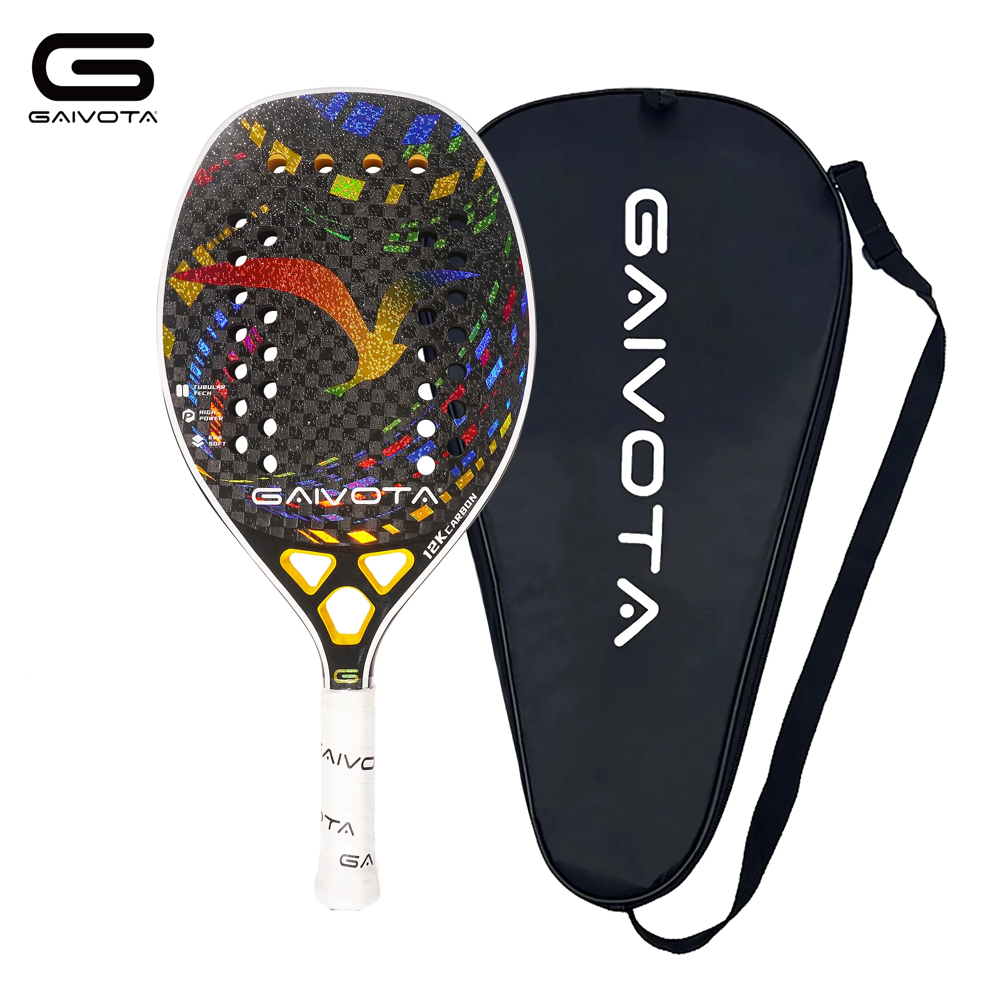 GAIVOTA 2025 beach tennis racket carbon fiber 12K racket surface rough dual color EVA athlete competition racket