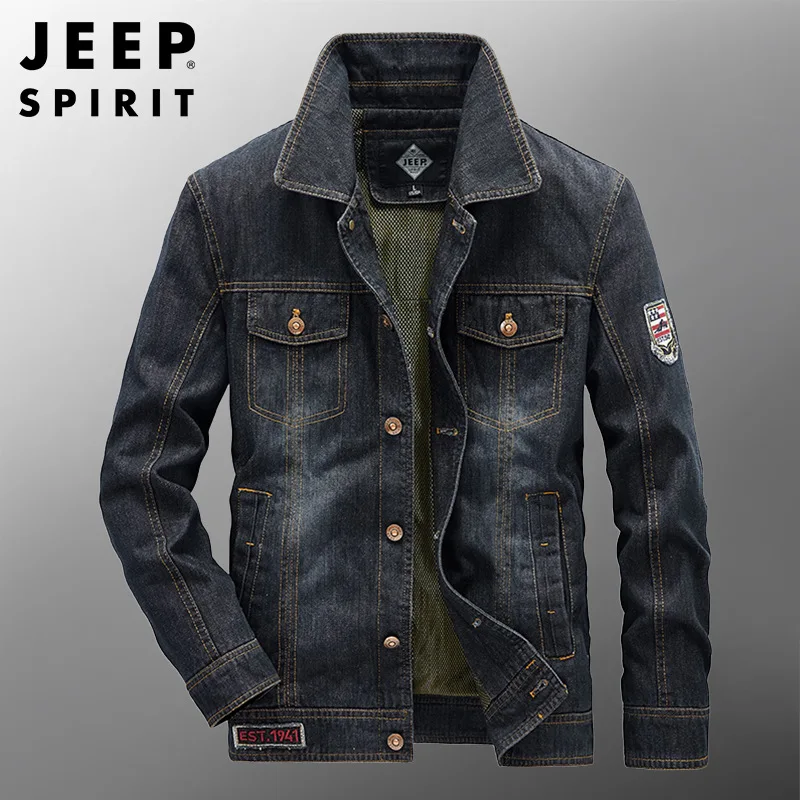 JEEP SPIRIT men denim streetwear fashion casual Slim fit embroidered LOGO cotton spring autumn high quality Breathable jacket