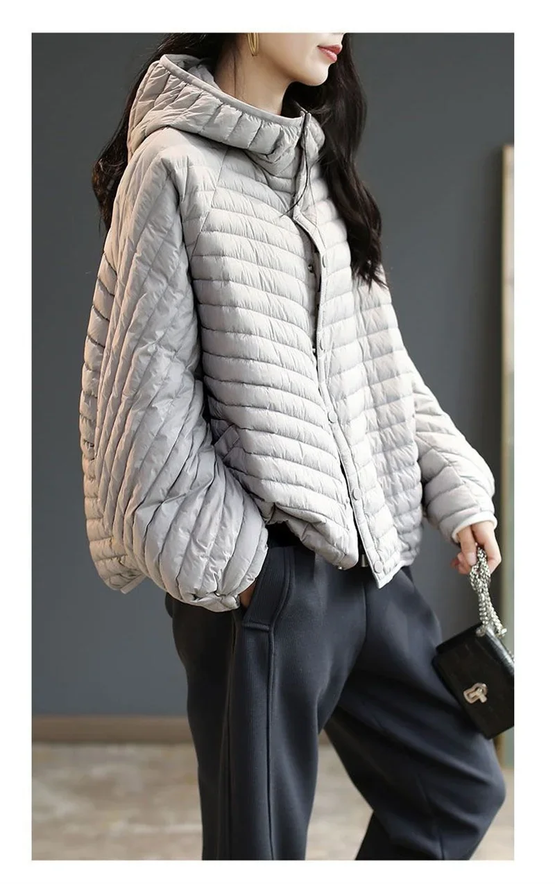 2023 New Autumn Winter Jacket Women Fashion Lightweight Hooded Down Cotton Overcoat Female Loose Casual Warm Parkas Outerwear