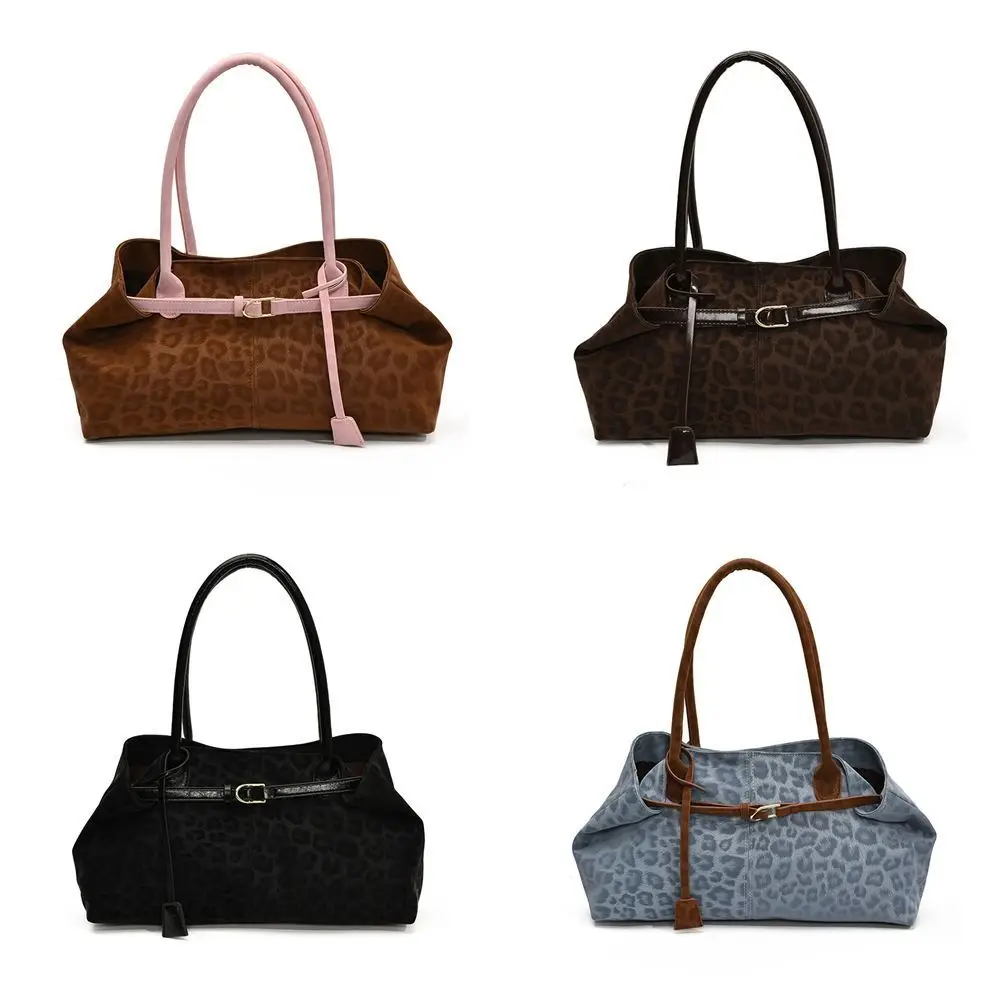 الكورية نمط غلق بمشبك إغلاق حقيبة كتف بلون بولي Leather جلد ليوبارد طباعة حقيبة يد البوهيمي نمط حمل حقيبة تحت الإبط حزم النساء