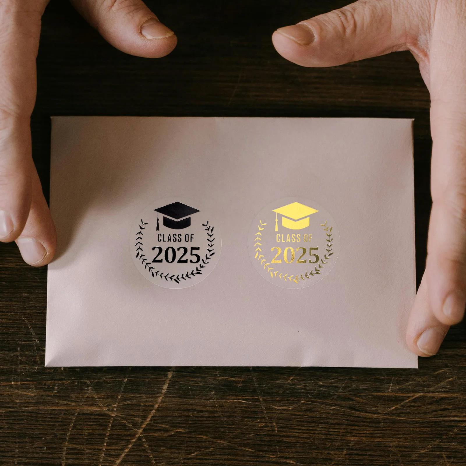 

2025 Graduation Cap Stickers Celebration Labels Decorations Party Favors Fade Resistant Adhesive Backing Versatile Use