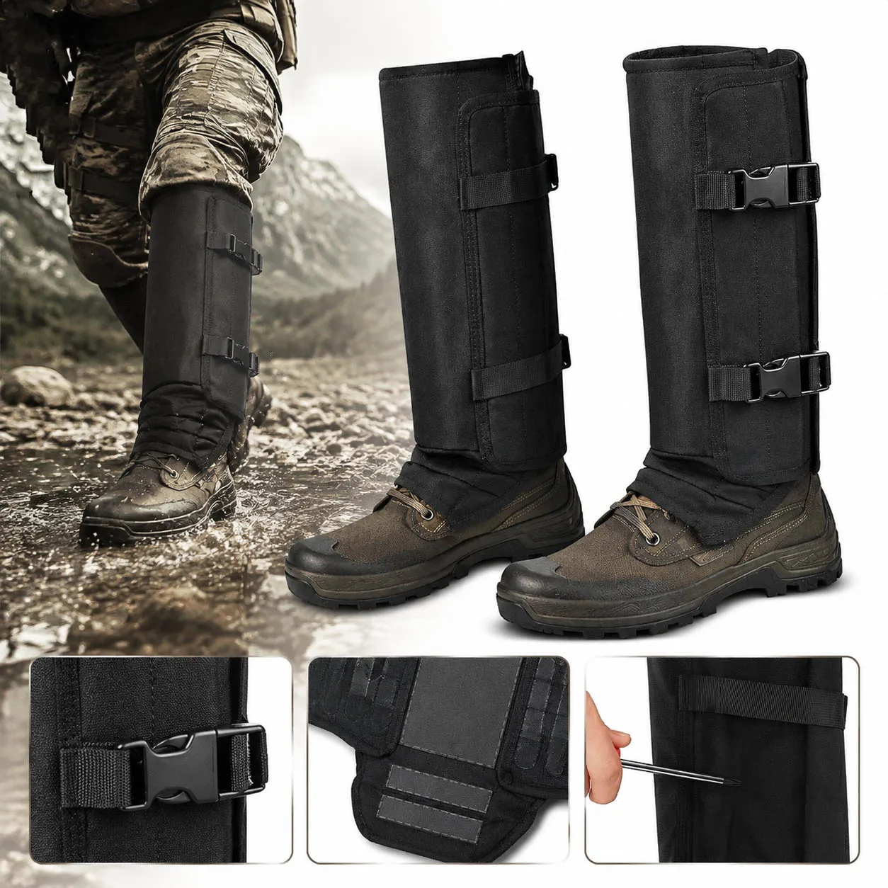Outdoor Snake Protection Leg Gaiters Anti Bite Hunting Leg Guards Waterproof Boot Cover with Adjustable Straps Camping Gear