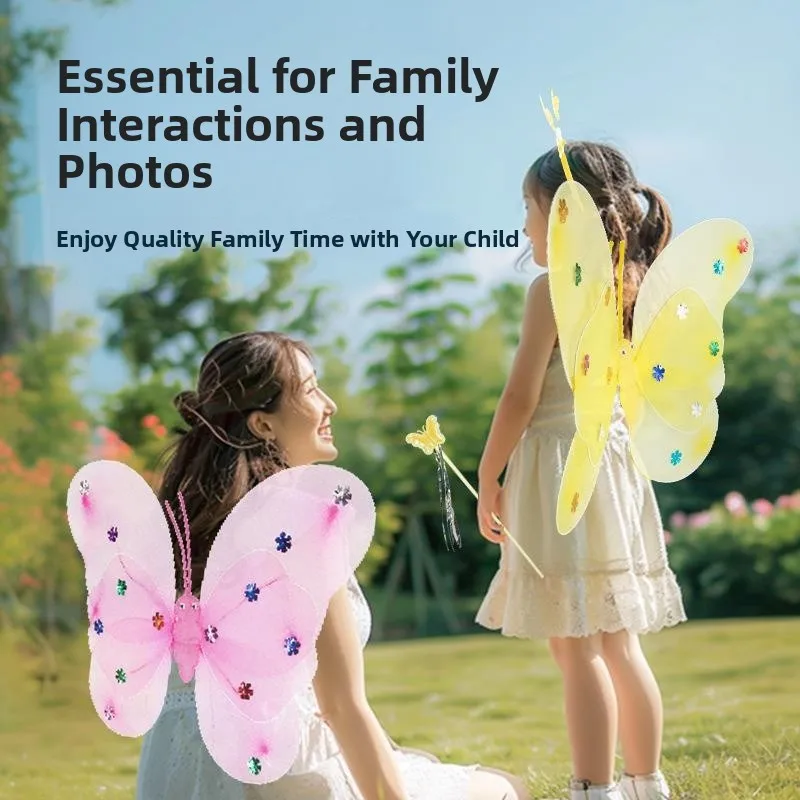 Glowing Angel  Wings Children Outdoor Back Decor Gift Fairy Princess Skirt Luminous Toy for Girls Age 5 And above