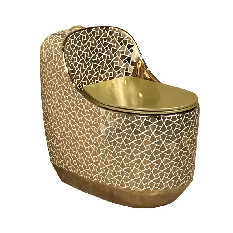 New round egg gold toilet creative color gold toilet exported to Europe and America Electroplated gold toilet water-saving water