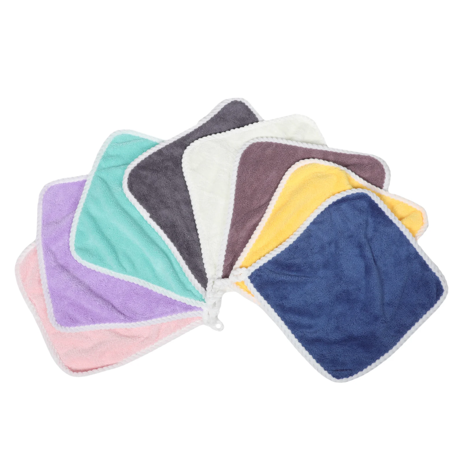 8Pcs Flannel Baby Washcloth Soft Hanging Loop Absorbent Hand Towels Newborn Toddler Face Towels Kitchen Bathroom