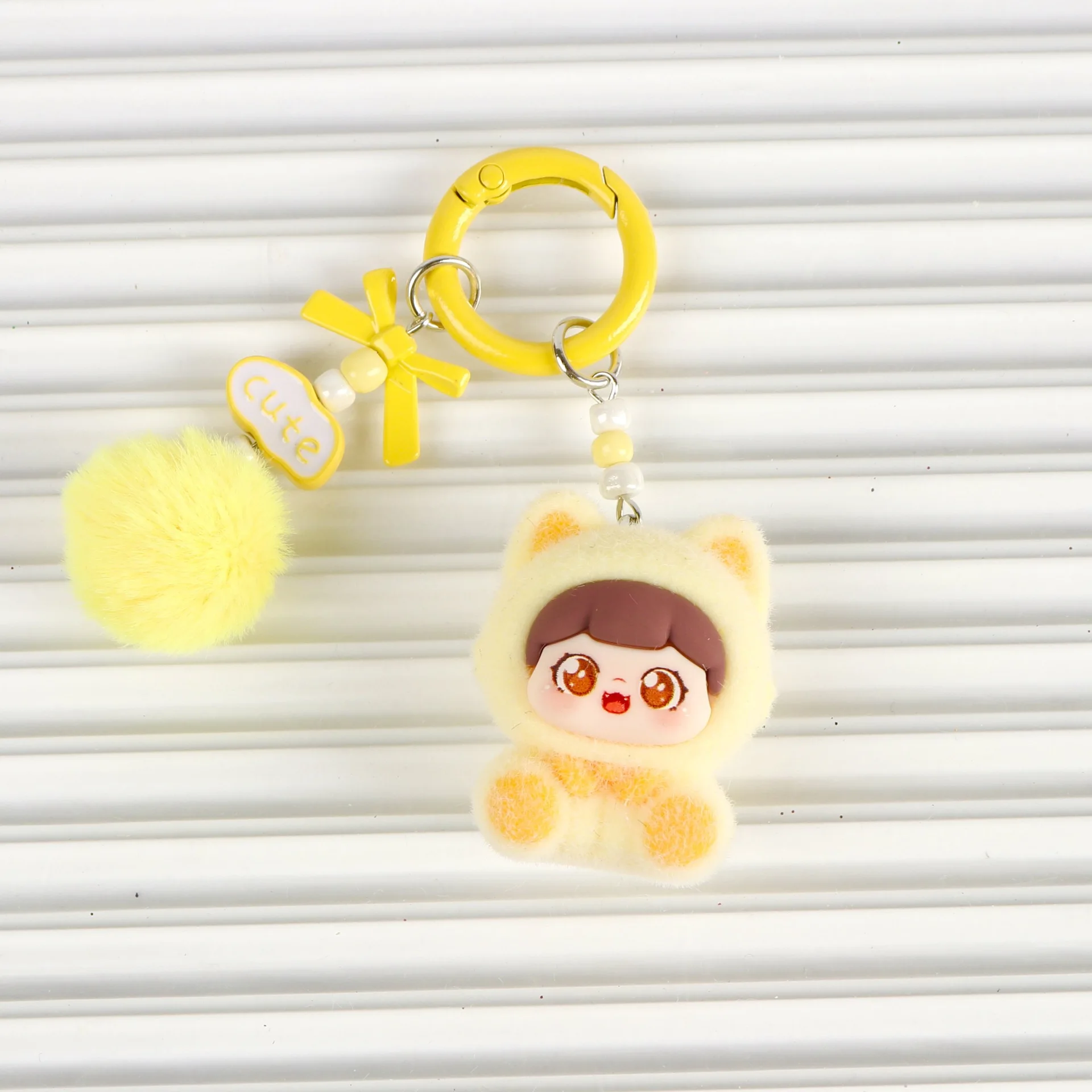 1PCSCat القط يجلس فتاة المد اللعب سلسلة المفاتيح دمية لطيف #1