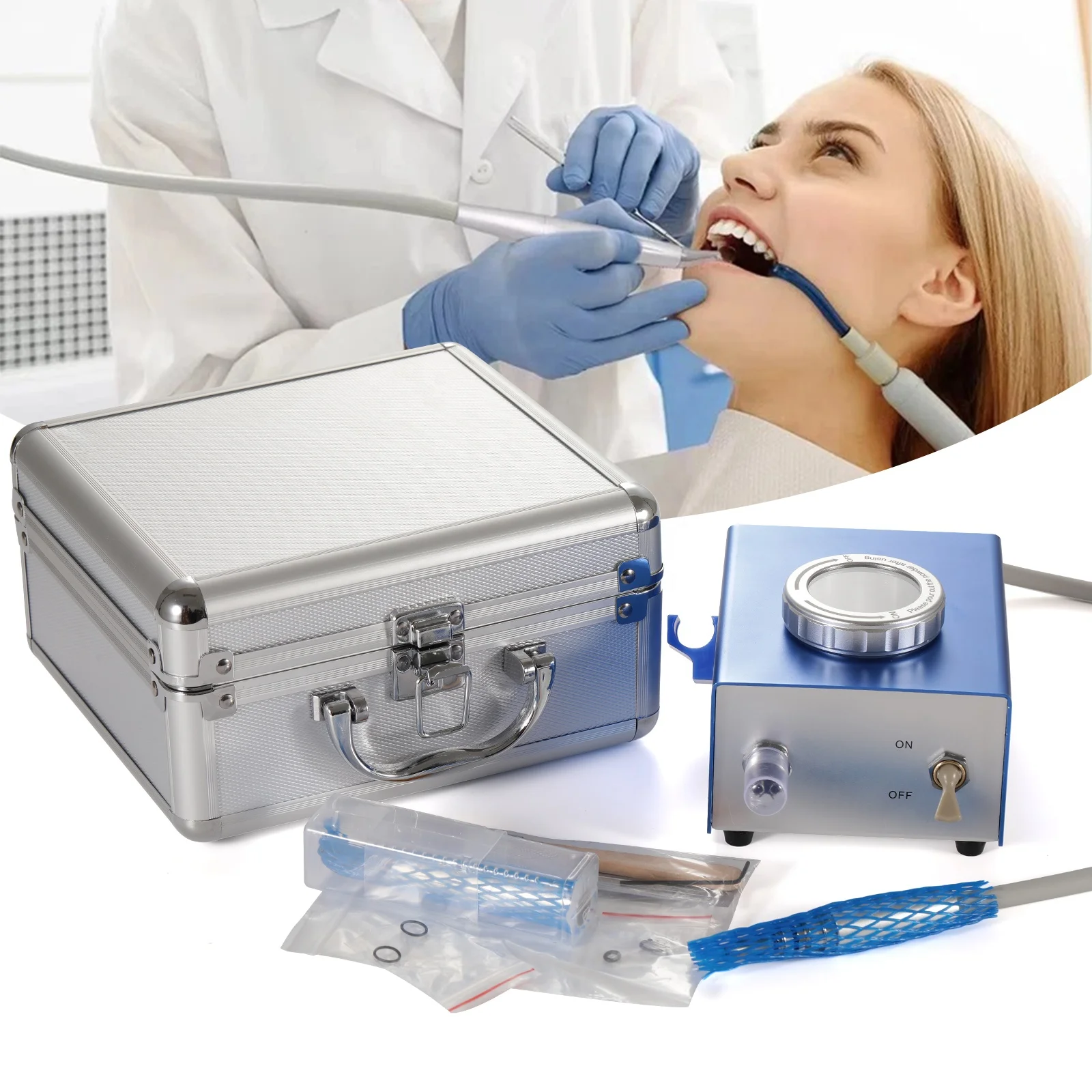 M4 de ntal Sabbiatrice Lucidatrice ad aria Flusso Aria Acqua Profilassi Dispositivo per la pulizia dei denti Sbiancamento dei denti Strumenti di lucidatura