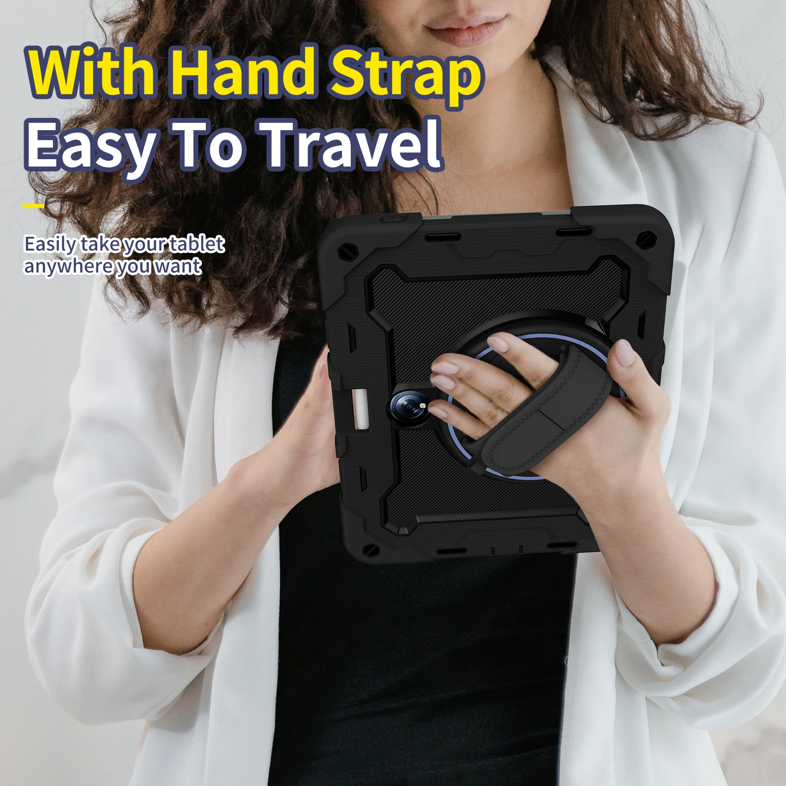 Caso robusto para OPPO Pad 2, 360 graus Rotatable Hand Strap, Multi Angles Stand, Heavy Duty armadura capa, OPD2201, X22N2, 2023, 11,61"