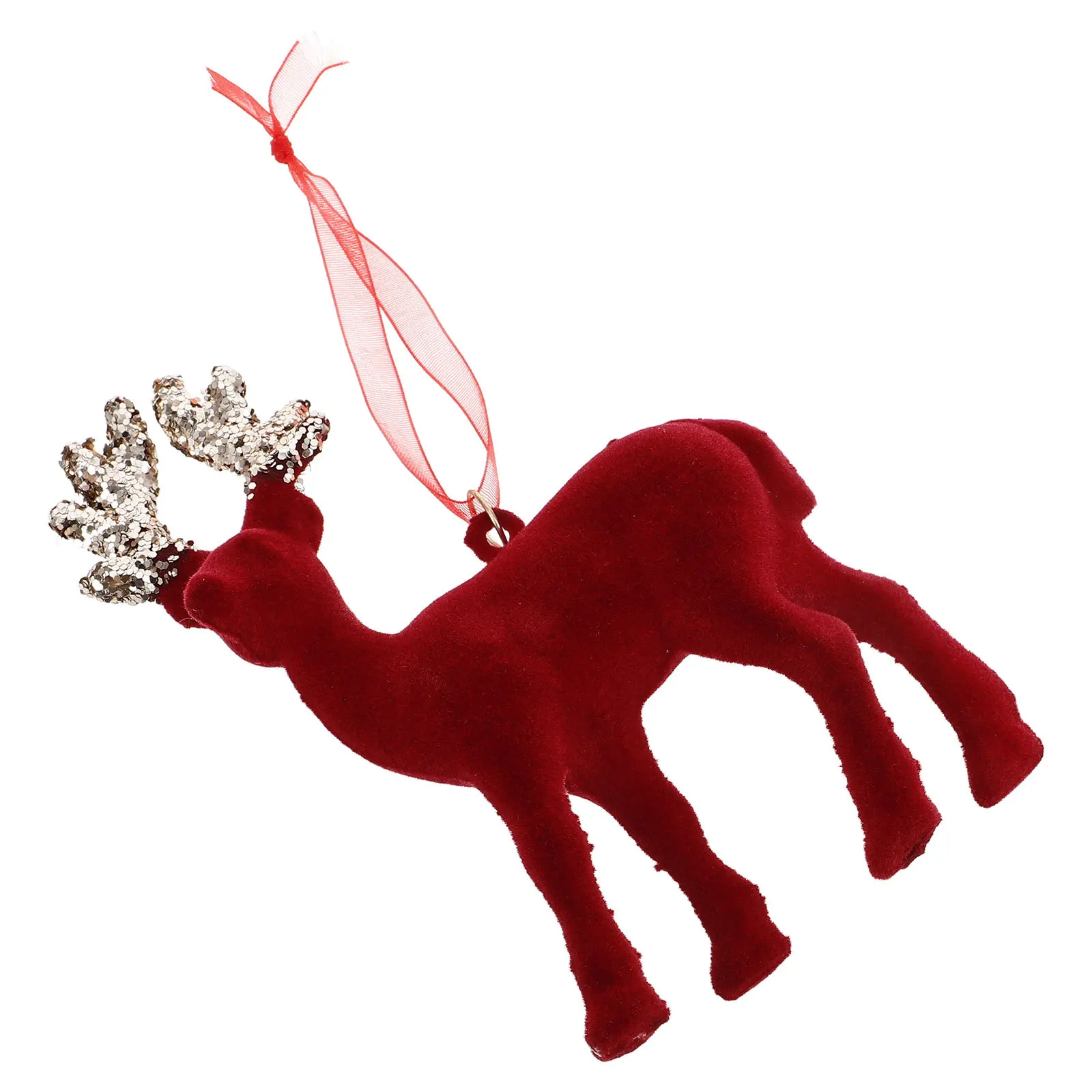 

Flocking Reindeer Christmas Ornament Gold Glitter Horn Elk Decoration Xmas Tree Hanging Pendant Tabletop Xmas Centerpiece
