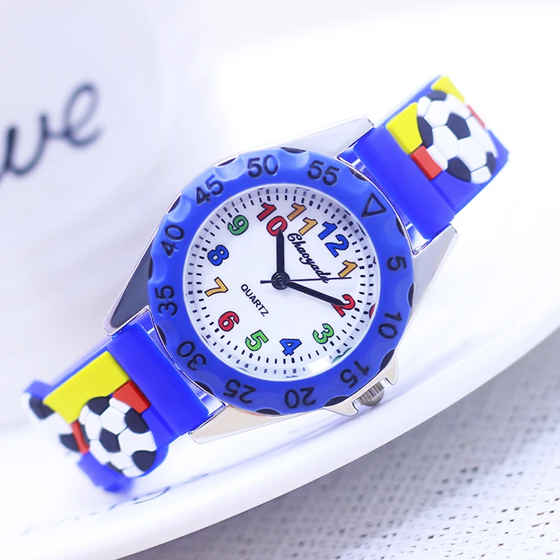 2024 fashion children boys girls 3D football quartz watches kids primary school student learn time study sports watches gifts