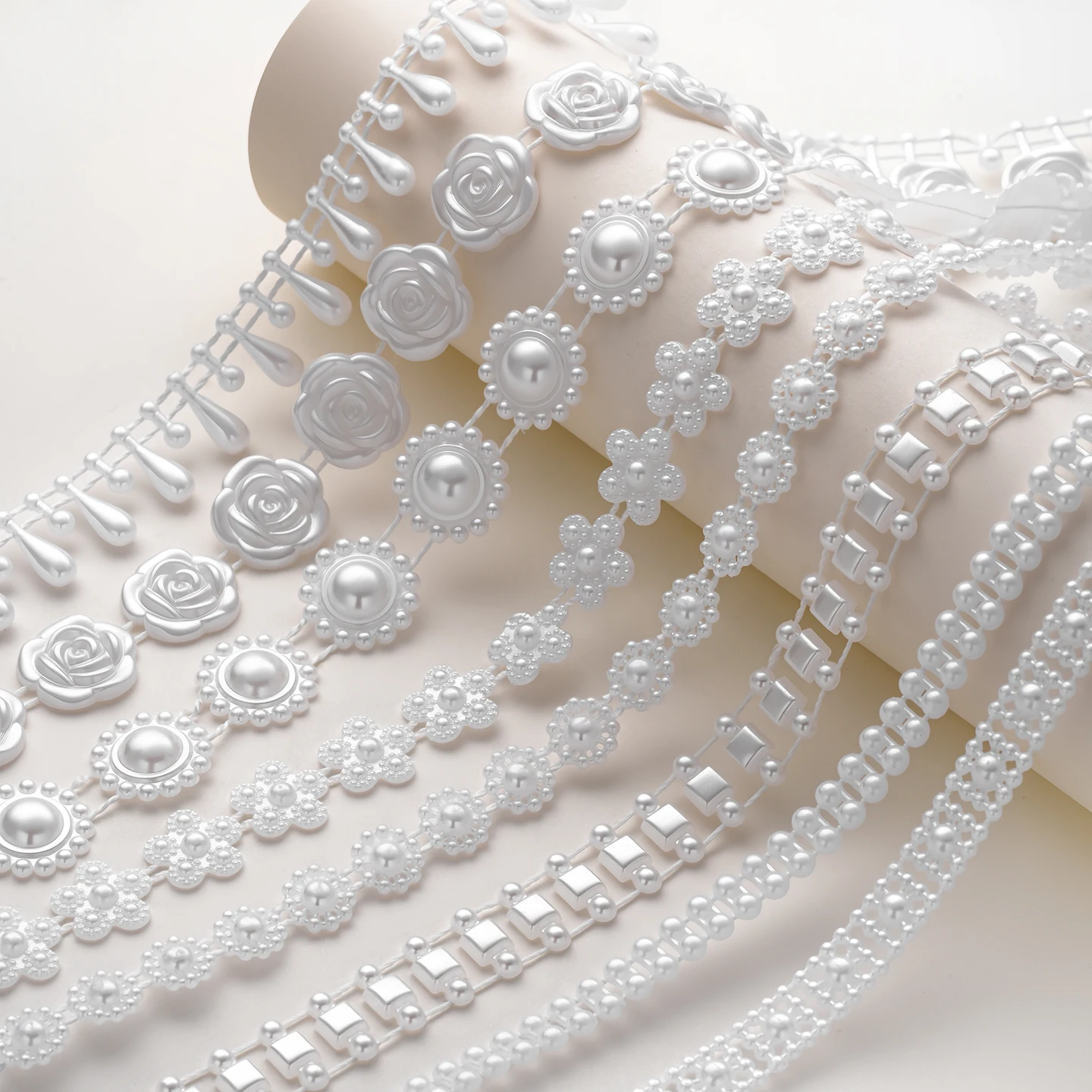 1Meter Multi-size Flatback Imitation Pearl Beads Chain Garland Flower Acrylic Beads For Wedding Decoration DIY Jewelry Making