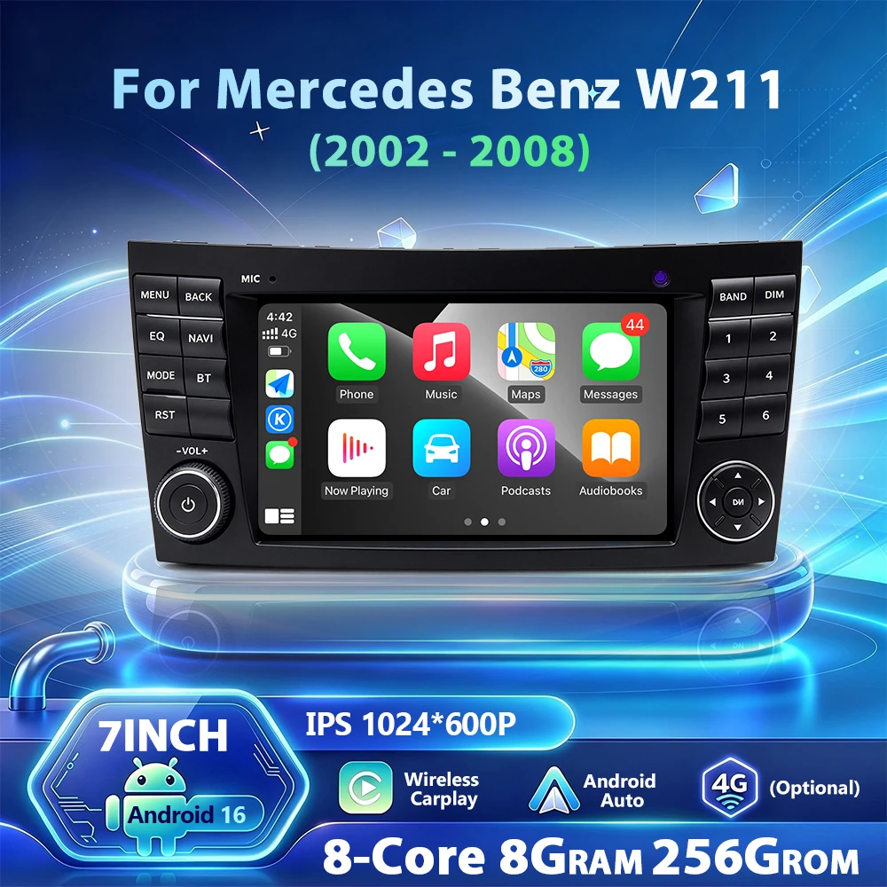 Wireless CarPlay Android Auto Radio For Mercedes Benz E-Class W211 2002-2008 W211 W463 W219 W209 Car Multimedia Navi GPS WIFI
