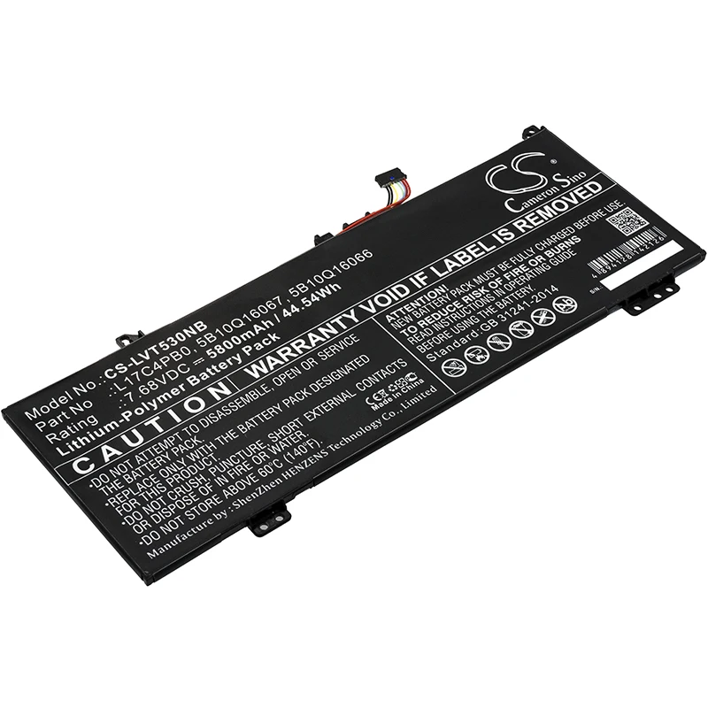 

Li-Polymer Notebook, Laptop Battery for Lenovo, 7.68V, 5800mAh , Compatible Models: 530S-14IKB-Type 81EU-81EU00EXH, Air 14