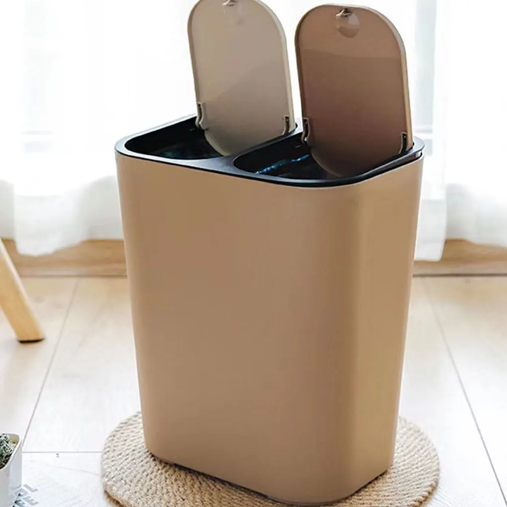 

Efficient Waste Management Easy-to Dual Compartment Trash Bin Convenient Waste Bins Lightweight Apricot 29X21X33CM