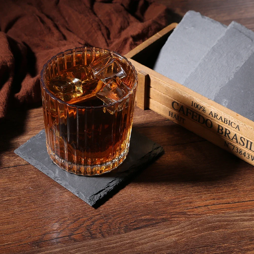 Natural Stone Coasters Cup Cushion Eco-Friendly Slate Drink Coaster Pad Antiskid Coaster for Drinking Cups Bar Mugs Glasses