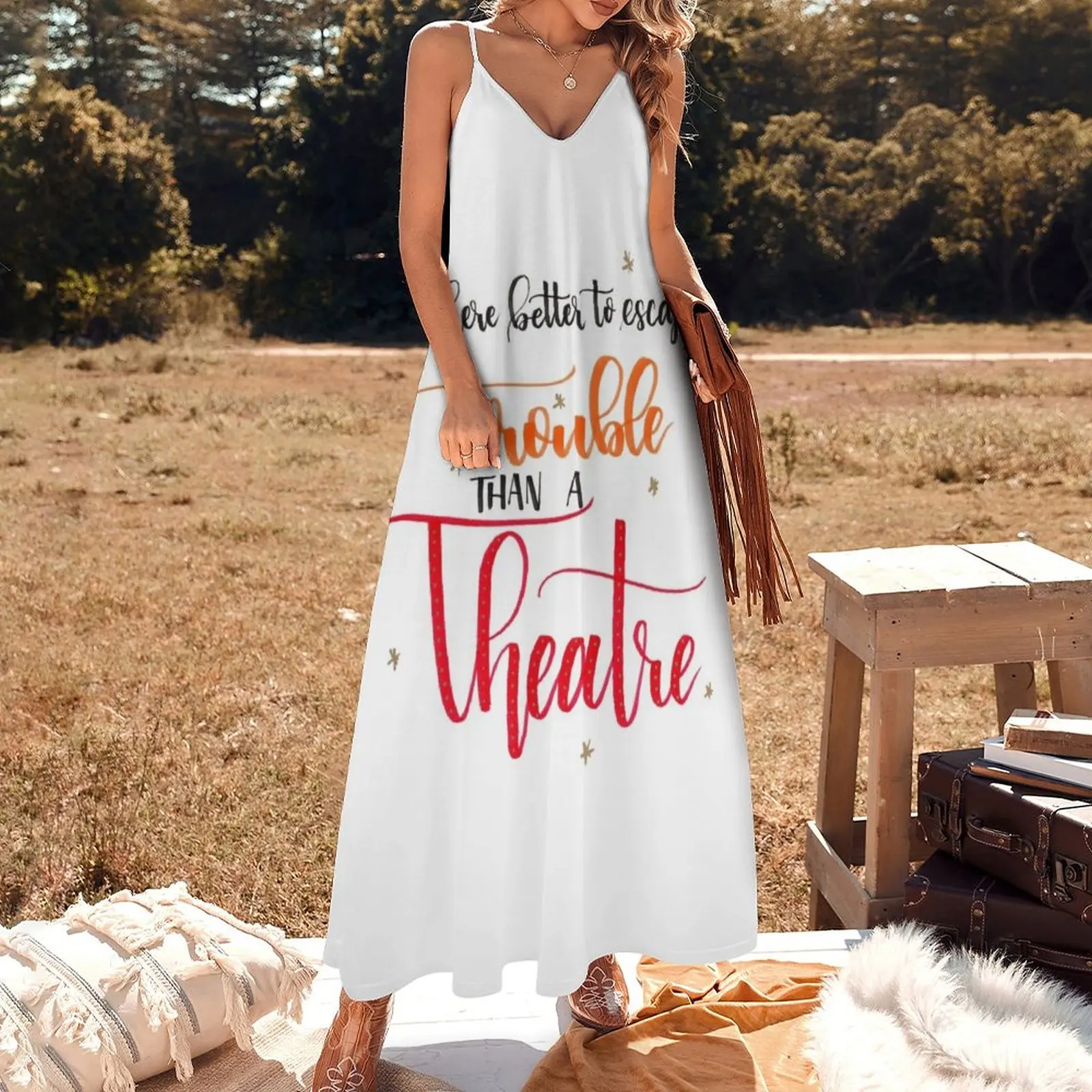 Where Better to Escape Trouble than a Theatre? Sleeveless Dress summer clothes for women Party dresses