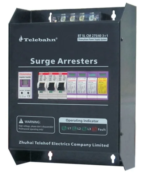 Surge Protection Box BT 5L CM 275/40 3+1 With Lightning Counter And MCB 3 Phase Class II Type 2