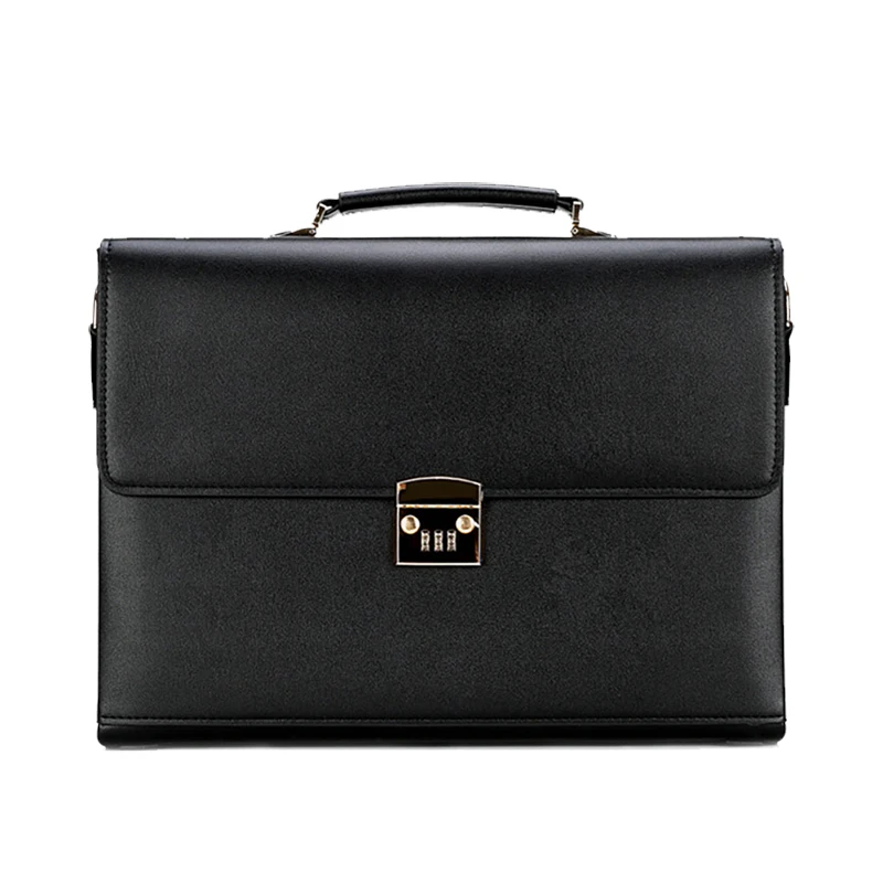 Men's Briefcase PU Leather Combination Lock Luxury Executive Business Large Capacity Laptop Document Handbag Shoulder Bag