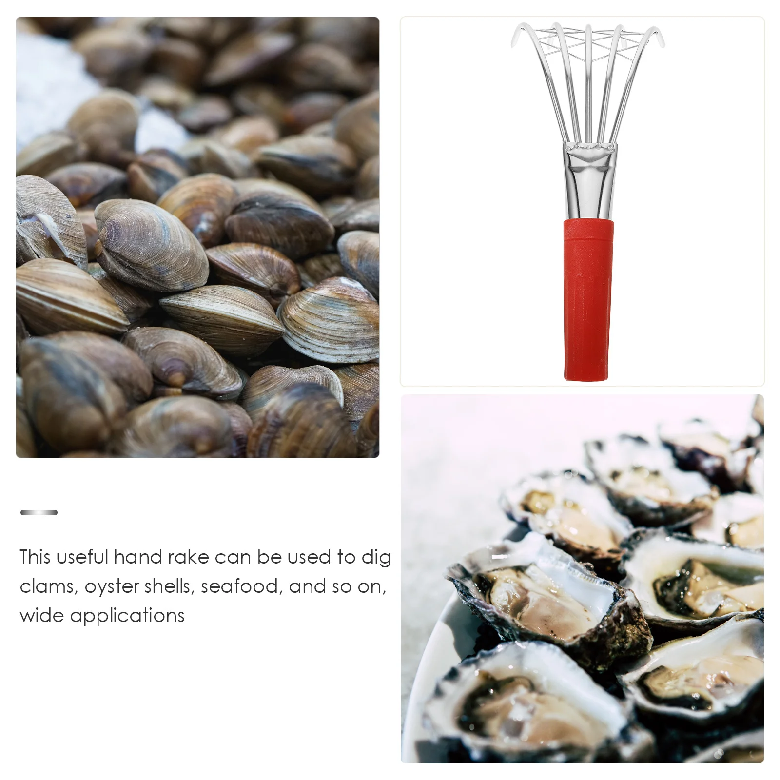 

Steel Handheld Clam Rake Comfortable Grip Shell Digger Beach Claw Tool Portable Durable Suitable for Kids Garden Outdoor