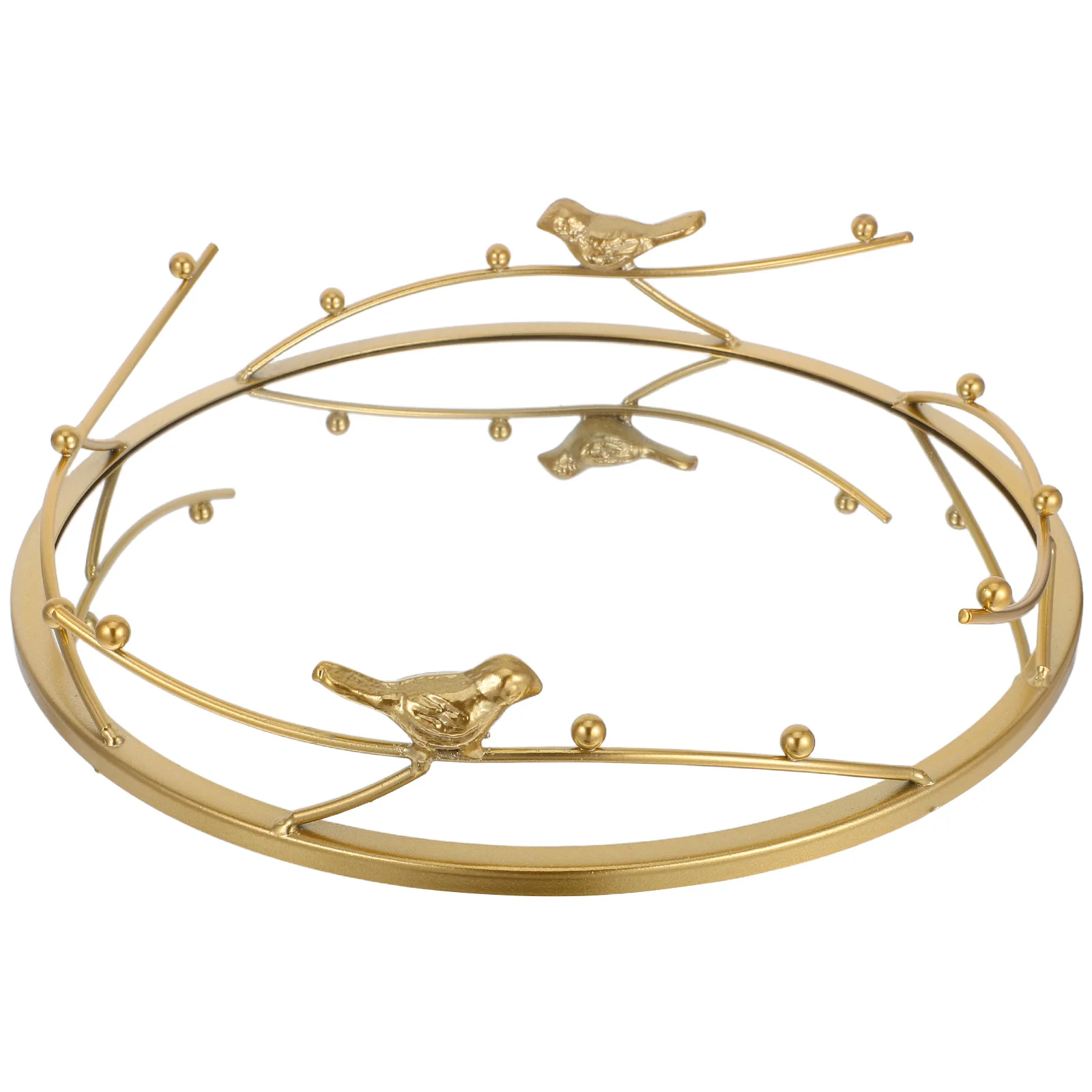 

Golden Nordic Iron Round Mirrored Vanity Tray Jewelry Organizer Perfume Storage Decorative Tray for Bathroom Dresser