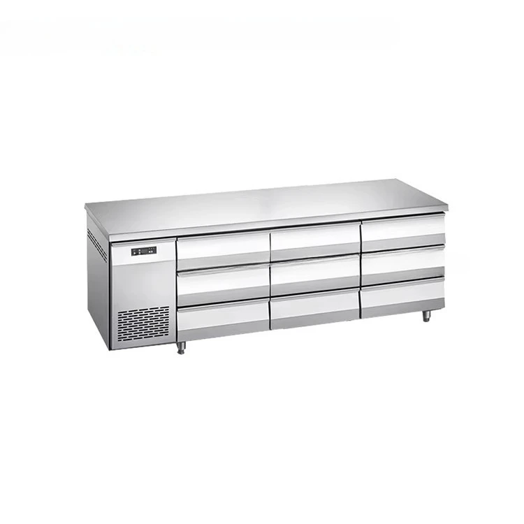 # L Hotel Under Counter Worktable  with Drawer 1.5m Work Bench Chiller 6 Drawers Stainless Steel  m