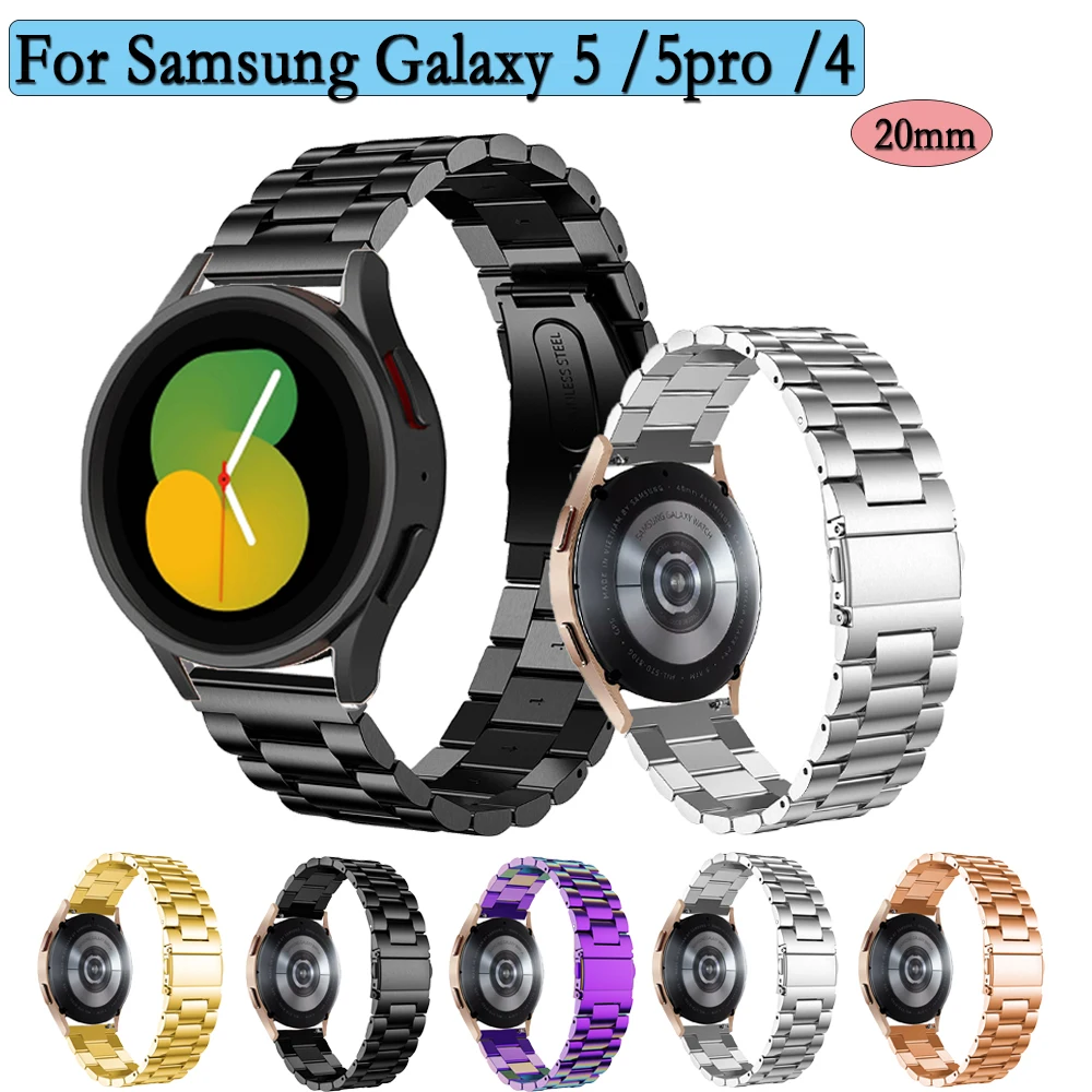 

20mm Strap For Samsung Galaxy Watch 5/5pro/4/Gear Sport/Gear S2 Stainless Steel Watchband Metal Bracelet Replacement