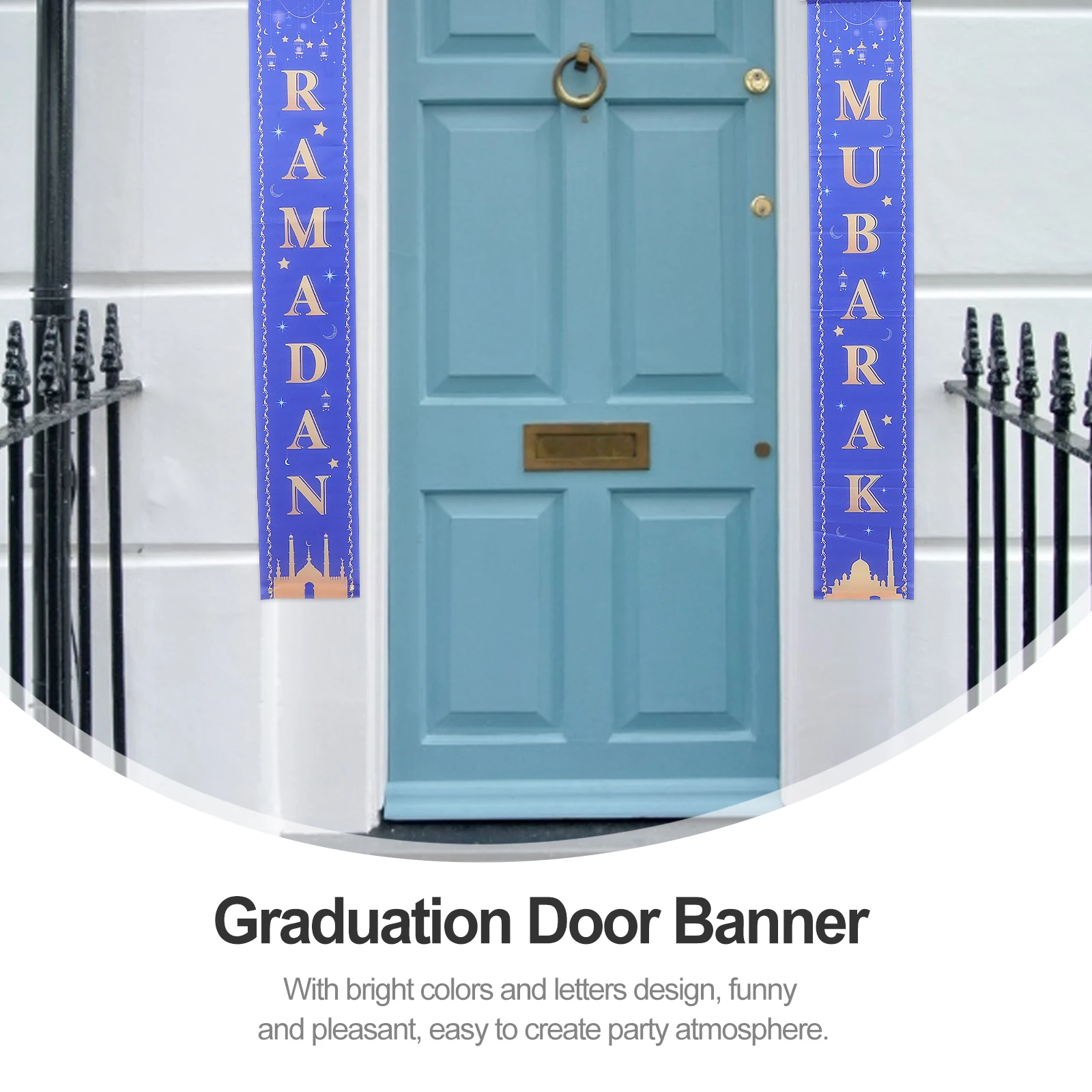

Muslim Door Couplets Ramadan Banner Hanging Decoration Bright Color Lightweight Festive Atmosphere Eid