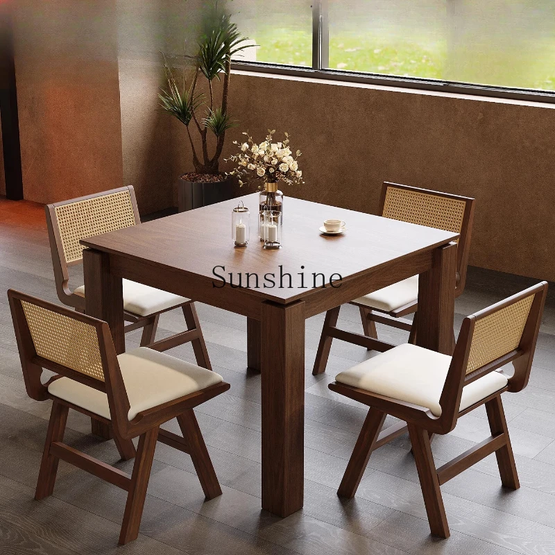 All solid wood small square table small apartment simple dining room table and chairs