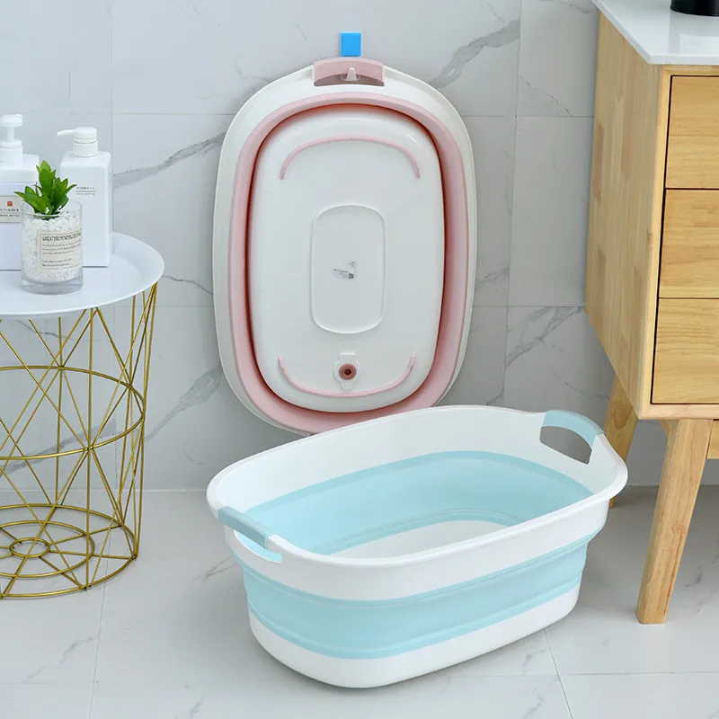 

Baby Shower Protable Bath Tub Folding Baby Shower Bathtub W/Drain Pet Bath Tubs Safety Security Bath Accessories Storage Basket