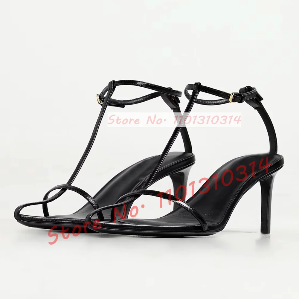 Red T-Bar Pointed Toe Sandals For Women Sexy Newest Ankle Strap High Heels Sandals Ladies Concise Trending Tie-up Dress Shoes