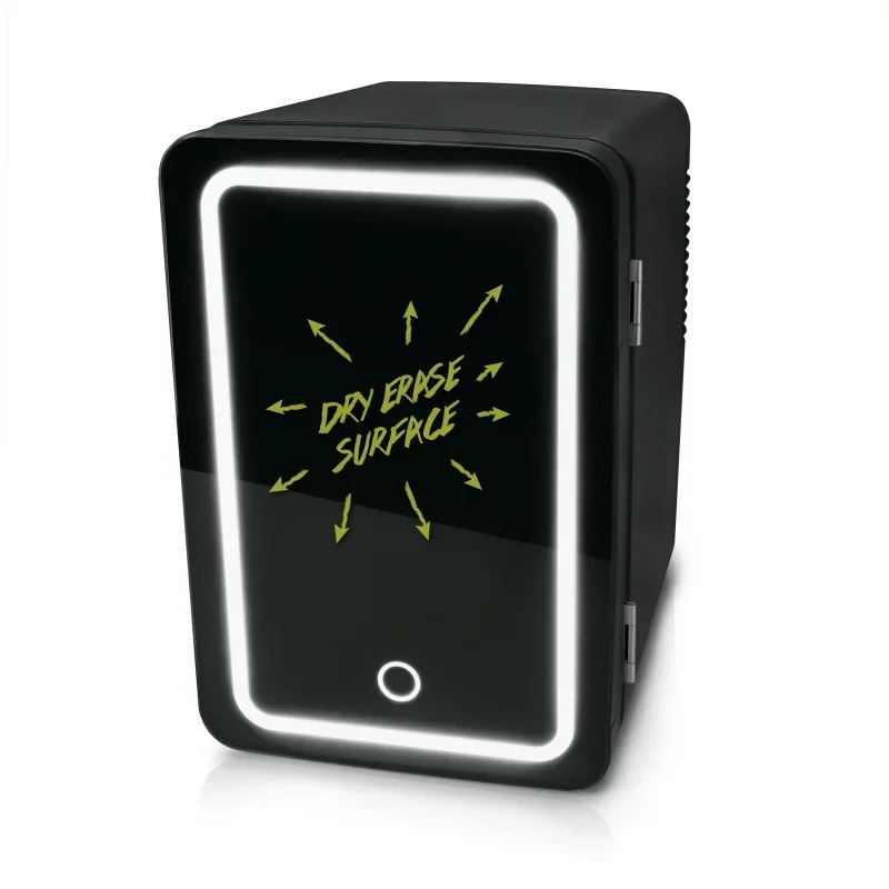 Mini nevera Personal con luz LED, refrigerador de bebidas con puerta con bisagras de vidrio, capacidad de 6 litros, nuevo, negro