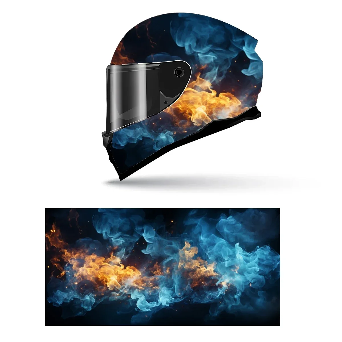 Blue Flame Fantasy Fire Full Helmet Wrap Sticker Motorcycle Helmet Racing Graphic Decal Vinyl Wrap Helmet Decorative Sticker