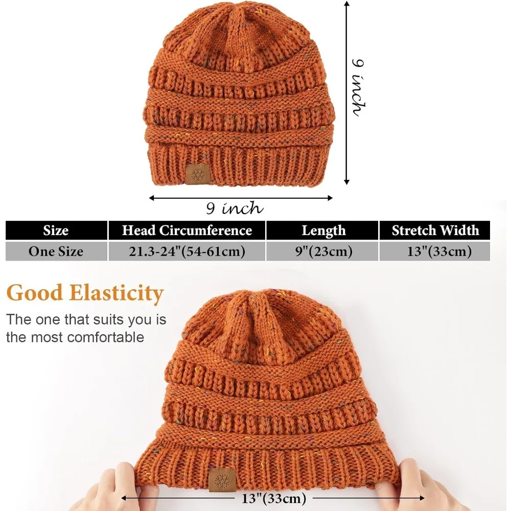 Topi musim dingin wanita yang tebal dan lembut, topi rajutan kasual, topi rajutan elastis yang lucu.