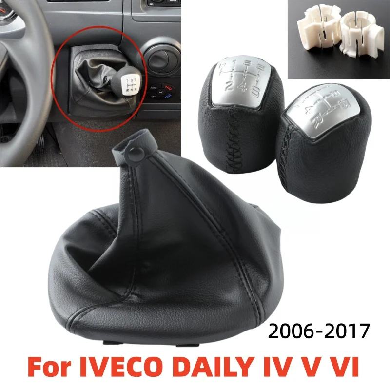 5/6 Speed Car Gear Shift Knob For IVECO DAILY IV V VI 2006 2007 2008 2009 2010-2017 Leather Gaiter Lever Stick Accessory