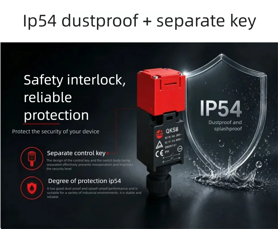 QKS8 Industrial Safety Interlock Switch with Limited Travel for Door Function - Factory Direct Sales for Enhanced Safety