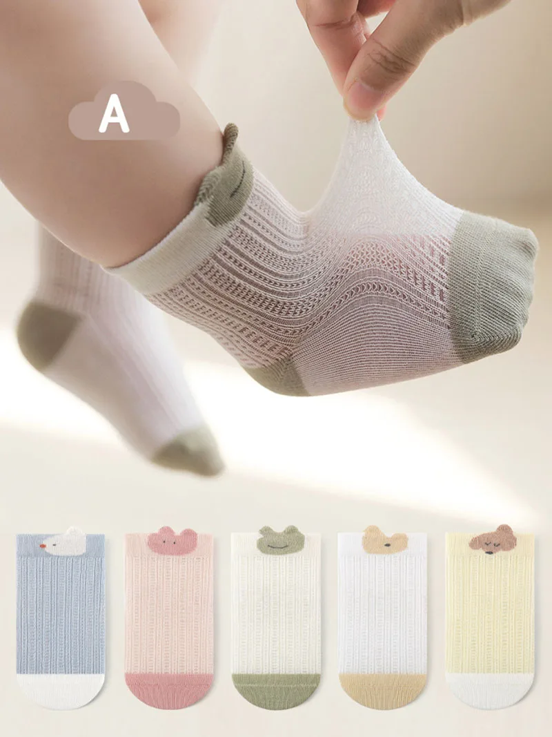 5 Pairs/Lot MILANCEL New Summer Kids Socks 0-5T Girls Mesh Cartoon Animal Socks Children Thin Style In Tube Socks