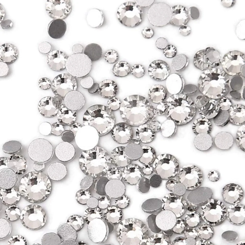 Round Flat Back Rhinestones for DIY Nail, Face, and Apparel Accessories (1440 Pcs Mix Size)