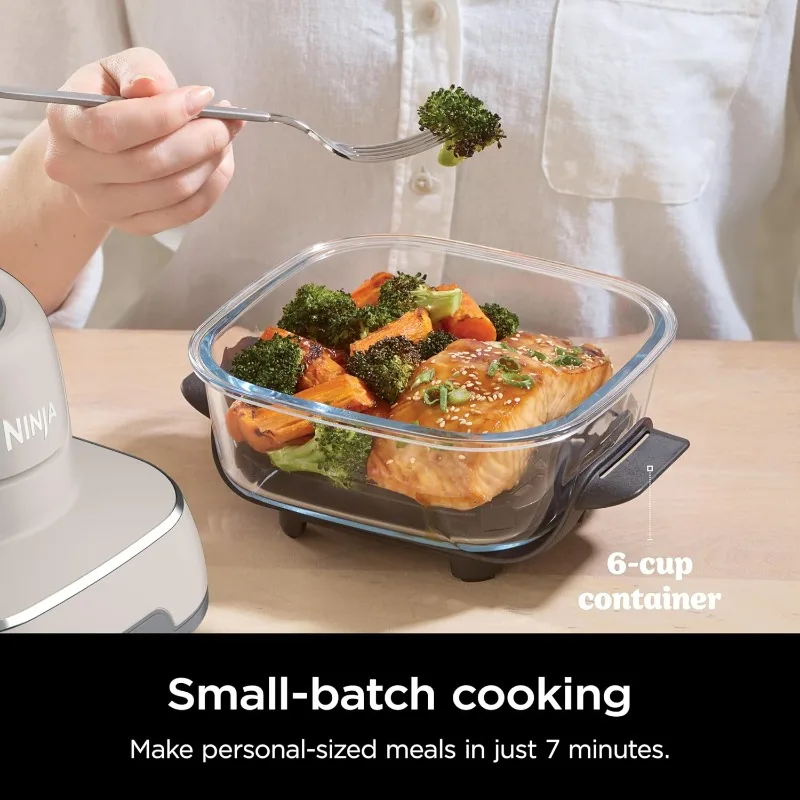 Air Fryer, Microwave, Freezer & Dishwasher Safe, Non Toxic Glass Portable Cooking System, 4 QT & 6 Cup Glass Containers