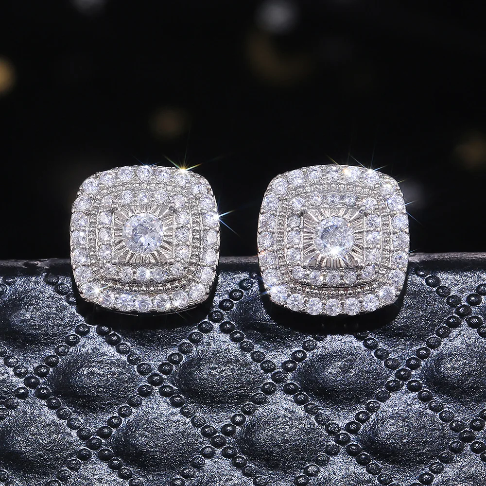 Fashion Female Earrings 925 Sterling SIlver Square Cut White Zircon Earrings for Women Jewelry Gift Pendientes Fashion Statement