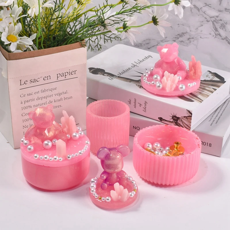 Silicone Mould Candle Holder With Lid Candle Jar Cement Plaster Mini Flower Pot Mold DIY Concrete Wax Box Mould Home Crafts