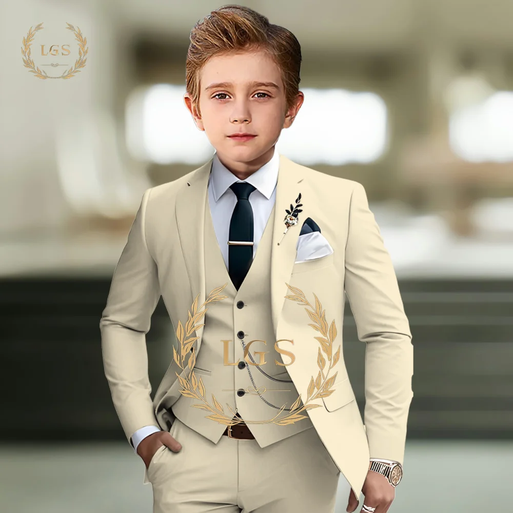 3-Piece Boys Suit Classic Blazer Vest Pants Formal Outfit for Wedding Party Cocktail Birthday Performance Hosting