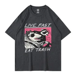 ¡Vive rápido! ¡Comer basura! Camisetas de diseño para Hombre, Camisas de algodón, Camisas Harajuku personalizadas, Rife