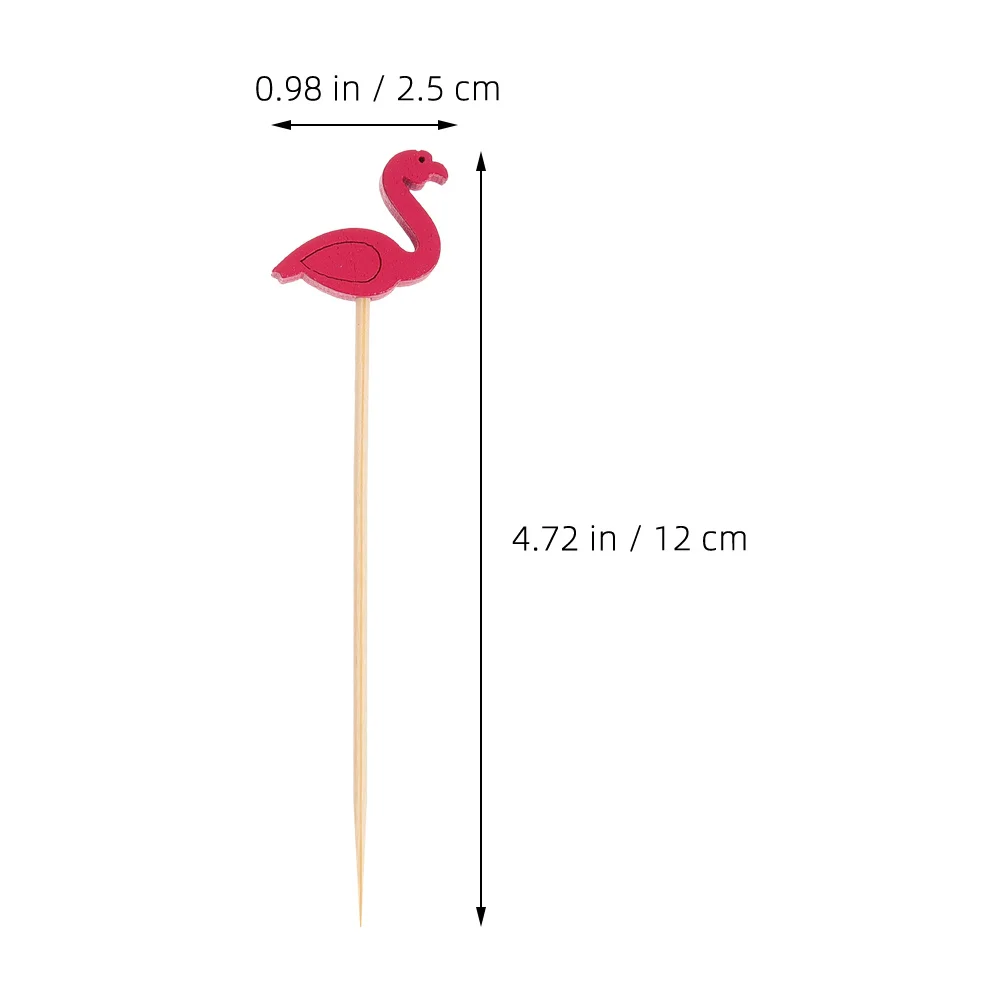 

100Pcs Flamingo Bamboo Cocktail Picks Decorative Food Skewers Party Fruits Appetizer Sticks for Weddings Birthdays