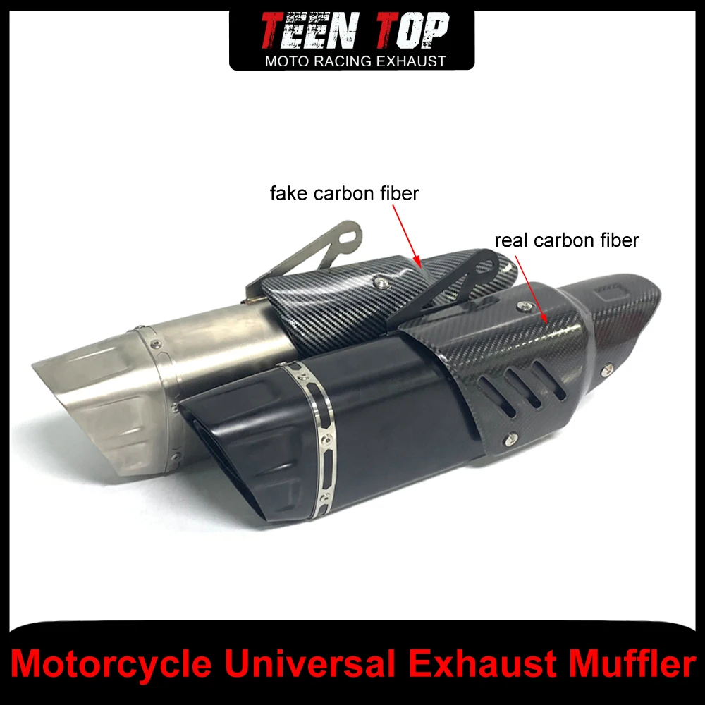 

Модифицированный универсальный глушитель выхлопной трубы мотоцикла 51 мм для CB400 CBR300 X-MAX 300 MT03 с карбоновой теплозащитной крышкой