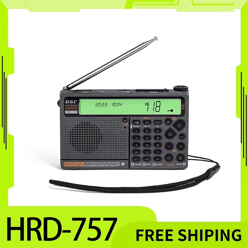 

Hanrongda Hrd-757 Radio Fm All-Band Bluetooth Fm Radio Two Ips Screen With Card Aux In Plays emergency Receiver Large Battery