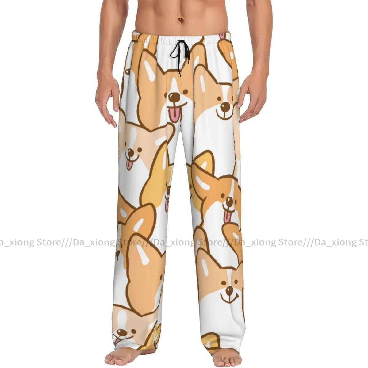 Ropa de dormir para hombre, pantalones de dormir sueltos, pantalones largos de salón, ropa de casa informal, lindo perro Shiba