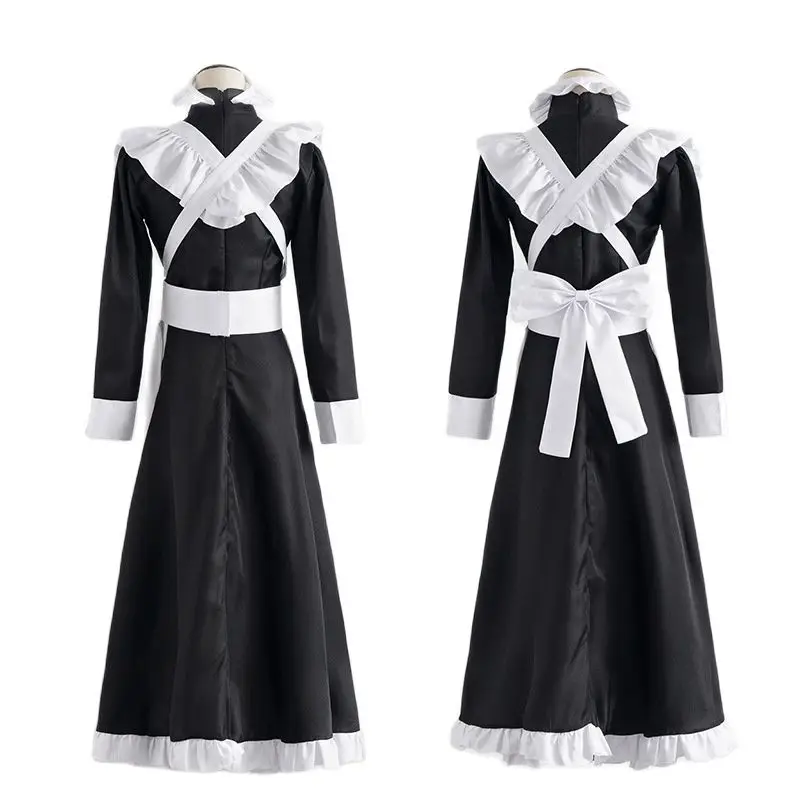 Anime japonês Lolita Vestido Traje Para Mulheres Meninas Adolescentes Maid Cosplay Lolita Vestido Halloween Preto Branco Ruffle Adequado Para Homens