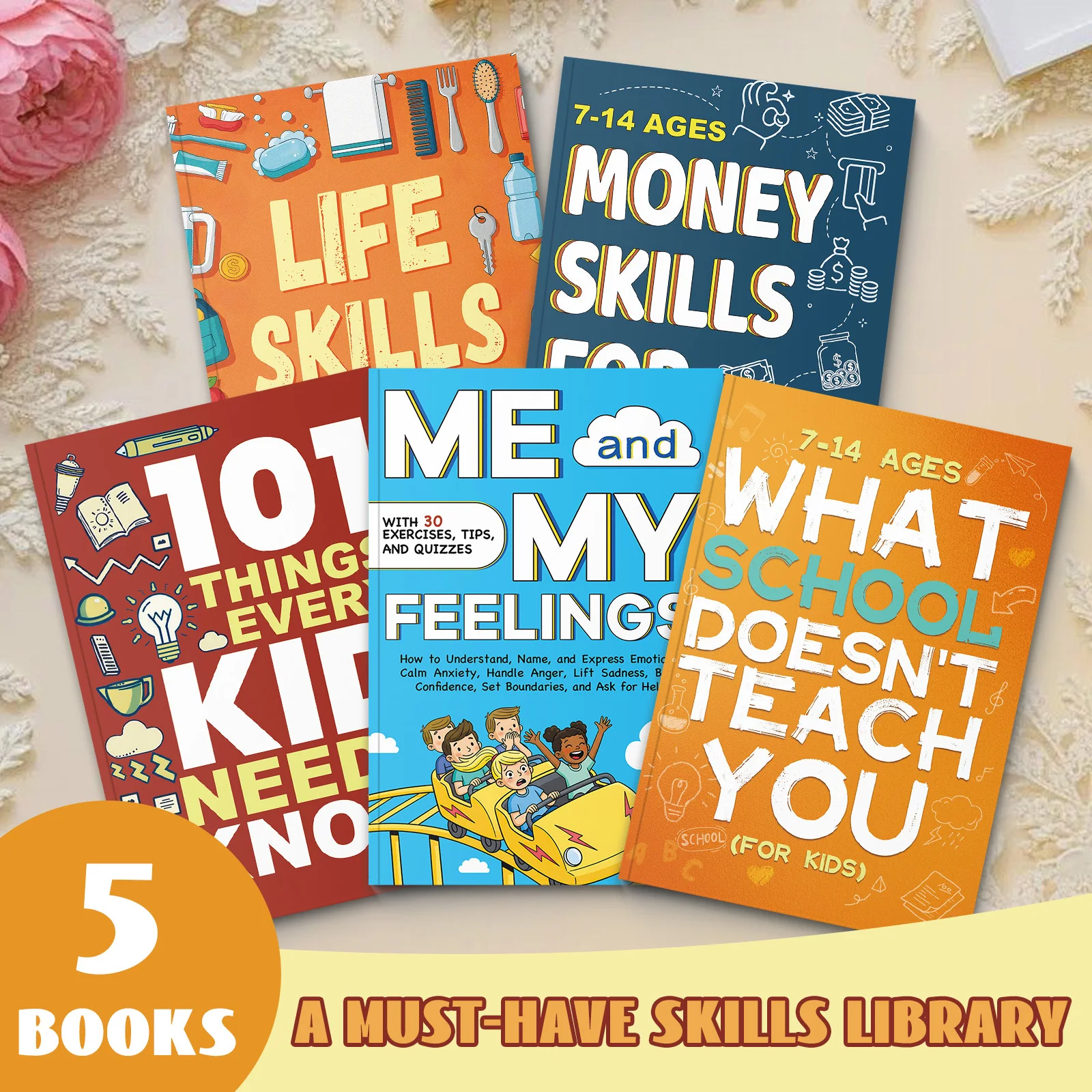 Essential Life Skills Library for Kids, A 5-Book Collection Covering Practical Life Skills, Emotional Intelligence